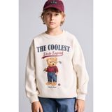 DeFacto Oversize Bisiklet Yaka Ayıcık Figürlü Baskılı Uzun Kollu Sweatshirt Erkek Çocuk