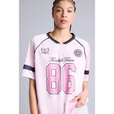 DeFacto Oversıze Bisiklet Yaka Dijital Baskılı Sporcu Tül Kısa Kollu Tişört, XL, G6228AX26SP, Pembe-PN633, Kadın