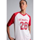 DeFacto Oversıze Bisiklet Yaka Dijital Türkiye Baskılı Sporcu Forma Kumaş Kısa Kollu Beyaz Tişört I1228AX26H
