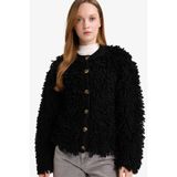 DeFacto Oversize Bisiklet Yaka Hırka, M, G6040AX25WN, Siyah-BK81, Kadın