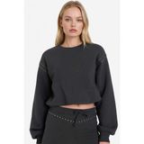 DeFacto Oversıze Bisiklet Yaka Kalın Kumaş Sweatshirt, S, G7372AX25CW, Antrasit-AR191, kadın