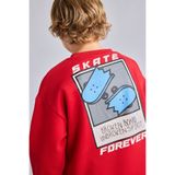 DeFacto Oversize Bisiklet Yaka Sırt Baskılı İçi Yumuşak Tüylü Sweatshirt Erkek Çocuk I0114A826WN