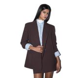 DeFacto Oversıze Ceket Yaka Blazer Ceket, 34, E7732AX26SP, Kahve, Kadın