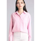 DeFacto Oversıze Çizgili Oxford Gömlek, XL, G9806AX26SP, Pembe-PN666, Kadın