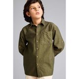 DeFacto Oversıze Çizgili Poplin Gömlek Erkek Çocuk, 9/10 Yaş (140cm), G6423A826SP, Haki, Erkek Çocuklar