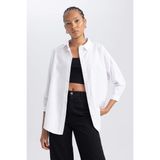 DeFacto Oversize Fit Gömlek Yaka Poplin Uzun Kollu Tunik B0659AX23SM - XS - Beyaz-WT34