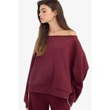 DeFacto Oversize Geniş Kalıp Açık Omuz Kalın Sweatshirt, XL, G7204AX25CW, Bordo-BR43, kadın