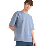 DeFacto Oversize Geniş Kalıp Bisiklet Yaka Ağır Kumaş Basic Düz Kısa Kollu Tişört, S, X3926AZ25AU, Gri-GR171, Erkek