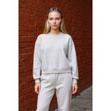 DeFacto Oversize Geniş Kalıp Bisiklet Yaka Basic Düz Kalın Gri Sweatshirt, L, D9022AXNS, Gri-GR210, kadın