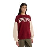 DeFacto Oversize Geniş Kalıp Bisiklet Yaka Baskılı Kalın Sweatshirt, M, E3228AX24WN, Bordo-BR169, kadın