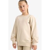 Defacto Oversize Geniş Kalıp Bisiklet Yaka Baskılı Sweatshirt Kız Çocuk, 11-12 Yaş, E6755A825AU, Ekru-ER230, kız-çocuk, 11/12 Yaş (152cm)