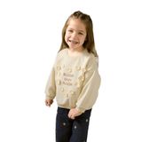 DeFacto Oversize Geniş Kalıp Bisiklet Yaka Çiçekli Nakışlı İçi Yumuşak Tüylü Sweatshirt Kız Bebek, 18-24 AY, G6837A525CW, Bej-BG31, kız-bebek