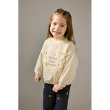 DeFacto Oversize Geniş Kalıp Bisiklet Yaka Çiçekli Nakışlı İçi Yumuşak Tüylü Sweatshirt Kız Bebek, 3-4 Yaş, G6837A525CW, Bej-BG31, kız-bebek