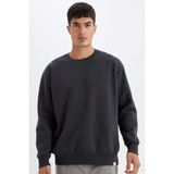 DeFacto Oversize Geniş Kalıp Bisiklet Yaka Kalın Basic Düz Sweatshirt, XS, T5139AZ24AU, Antrasit-AR191, erkek