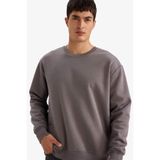 DeFacto Oversize Geniş Kalıp Bisiklet Yaka Kalın Basic Düz Sweatshirt, XS, T5139AZ24AU, Gri-GR438, erkek