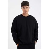 DeFacto Oversize Geniş Kalıp Bisiklet Yaka Kalın Basic Düz Sweatshirt, XS, T5139AZ24AU, Siyah, erkek