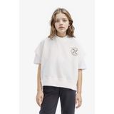 DeFacto Oversize Geniş Kalıp Bisiklet Yaka Kısa Kollu Baskılı Sweatshirt Kız Çocuk, 7-8 Yaş, E1879A825SM, Ekru-ER85, kız-çocuk