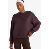 DeFacto Oversize Geniş Kalıp Bisiklet Yaka Modal Ultra Soft Sweatshirt, L, E8954AX25AU, Kahve, kadın