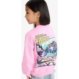 DeFacto Oversize Geniş Kalıp Bisiklet Yaka Sırt Baskılı İçi Yumuşak Tüylü Sweatshirt Kız Çocuk E6781A825WN - Pink - Dropsuz - 9 - 10 Yaş