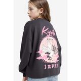 Defacto Oversize Geniş Kalıp Bisiklet Yaka Sırt Baskılı Sweatshirt Kız Çocuk, 8/9 Yaş (134cm), E6756A825AU, Antrasit, kız-çocuk