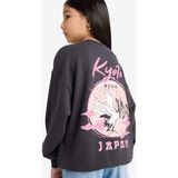 DeFacto Oversize Geniş Kalıp Bisiklet Yaka Sırt Baskılı Sweatshirt Kız Çocuk E6756A825AU - Antrasit-AR220 - Dropsuz - 9 - 10 Yaş