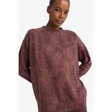 DeFacto Oversize Geniş Kalıp Bisiklet Yaka Sporcu Sweatshirt, S, G7102AX25WN, Kahve-BN375, kadın