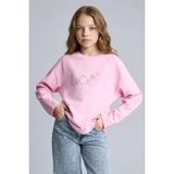 DeFacto Oversize Geniş Kalıp Bisiklet Yaka Taşlı Sweatshirt Kız Çocuk, 8-9 Yaş, G2463A825WN, Pembe-PN205, kız-çocuk