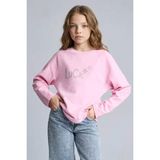 DeFacto Oversize Geniş Kalıp Bisiklet Yaka Taşlı Sweatshirt Kız Çocuk G2463A825WN - Pembe-PN205 - 7 - 8 Yaş