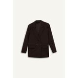 DeFacto Oversize Geniş Kalıp Ceket Yaka Kahverengi Kadın Blazer Ceket E7732AX/BN340