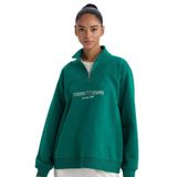 Defacto Oversize Geniş Kalıp Dik Yaka Spor Baskılı Sporcu Sweatshirt, S, D1701AX24AU, Yeşil, Kadın