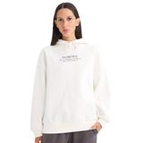 DeFacto Oversize Geniş Kalıp Kapüşonlu Baskılı Kalın Sweatshirt, 2XL, D5292AX24AU, Ekru-ER105, kadın