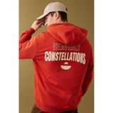 DeFacto Oversize Geniş Kalıp Kapüşonlu Sırt Baskılı Sweatshirt, L, B4803AX24SP, Turuncu-OG165, erkek