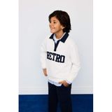Defacto Oversize Geniş Kalıp Polo Yaka Baskılı Selanik Kumaş Sweatshirt Erkek Çocuk, 9/10 Yaş (140cm), G4386A825WN, Beyaz, erkek-çocuk