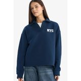 DeFacto Oversize Geniş Kalıp Polo Yaka Baskılı Sweatshirt, M, G3721AX25WN, Lacivert-NV248, kadın