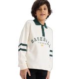 DeFacto Oversize Geniş Kalıp Polo Yaka Baskılı Uzun Kollu Tişört Erkek Çocuk, 11/12 Yaş (152cm), G6167A826SP, Ekru, Erkek Çocuk