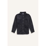 DeFacto Oversize Geniş Kalıp Polo Yaka Kadife Uzun Kollu Gömlek Erkek Çocuk, 8-9 Yaş, C9079A824WN, Antrasit-AR210, Erkek Çocuklar