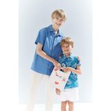 DeFacto Oversize Geniş Kalıp Polo Yaka Kısa Kollu Erkek Çocuk Gömlek, 5-6 Yaş, E5832A825HS, Mavi-BE422, Erkek Çocuk