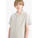 DeFacto Oversize Geniş Kalıp Polo Yaka Müslin Kısa Kollu Gömlek Erkek Çocuk, 11-12 Yaş, 25Y801007681_D8010070, Yeşil, Erkek Çocuklar