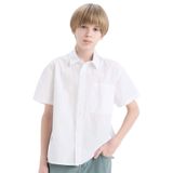 DeFacto Oversize Geniş Kalıp Polo Yaka Paraşüt Kısa Kollu Gömlek Erkek Çocuk, 11-12 Yaş, E1588A825HS, Beyaz-WT34, Erkek Çocuklar