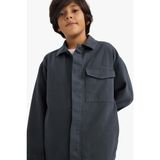 DeFacto Oversize Geniş Kalıp Polo Yaka Uzun Kollu Gömlek Erkek Çocuk, 5-6 Yaş, G3621A825AU, Antrasit-AR104, Erkek Çocuk