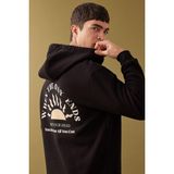 DeFacto Oversize Geniş Kalıp Yarım Fermuarlı Kapüşonlu Sırt Baskılı Sweatshirt B4804AX24SP