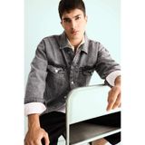 DeFacto Oversize Gri Denim Ceket, L, F4736AX25AU, Gri-NM18, Kadın