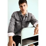 DeFacto Oversize Gri Denim Ceket, S, F4736AX25AU, Gri-NM18, Kadın