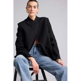 DeFacto Oversıze Hakim Yaka Blazer Ceket, 34, H1118AX26SM, Siyah, Kadın