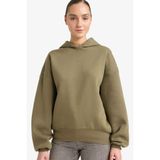DeFacto Oversıze Kapüşonlu Kalın Kumaş Sweatshirt, S, G7375AX25CW, Haki-KH109, kadın