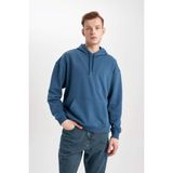 Defacto Oversıze Kapüşonlu Sweatshirt, Xl, B7849AXNS, Indigo, Erkek, İndigo