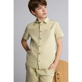 DeFacto Oversize Keten Karışımlı Polo Yaka Gömlek Erkek Çocuk H3486A826HS - Yeşil-GN740 - 11 - 12 Yaş