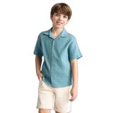 DeFacto Oversıze Polo Yaka Müslin Kısa Kollu Gömlek Erkek Çocuk, 7/8 Yaş (128cm), W3239A626SM, Yeşil, Erkek Çocuk