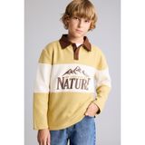DeFacto Oversize Polo Yaka Renk Bloklu Baskılı Selanik Kumaş Sweatshirt Erkek Çocuk