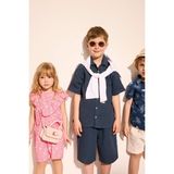 DeFacto Oversize Resort Yaka Müslin Kısa Kollu Gömlek Erkek Çocuk W3239A626SM - Indigo-IN249 - 5 - 6 Yaş